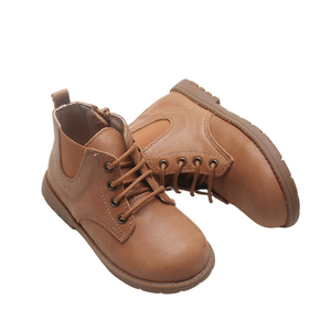 Genuine Leather Kids Boots with hard rubber soles, a fully lined inner sole, and a convenient zip-up style, the perfect synergy of comfort, durability, and style.